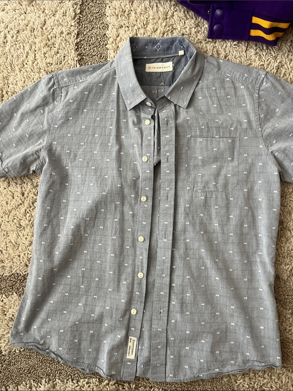 Diamond Supply Co. Gray Short-Sleeve Button-Up with Subtle Dot Print